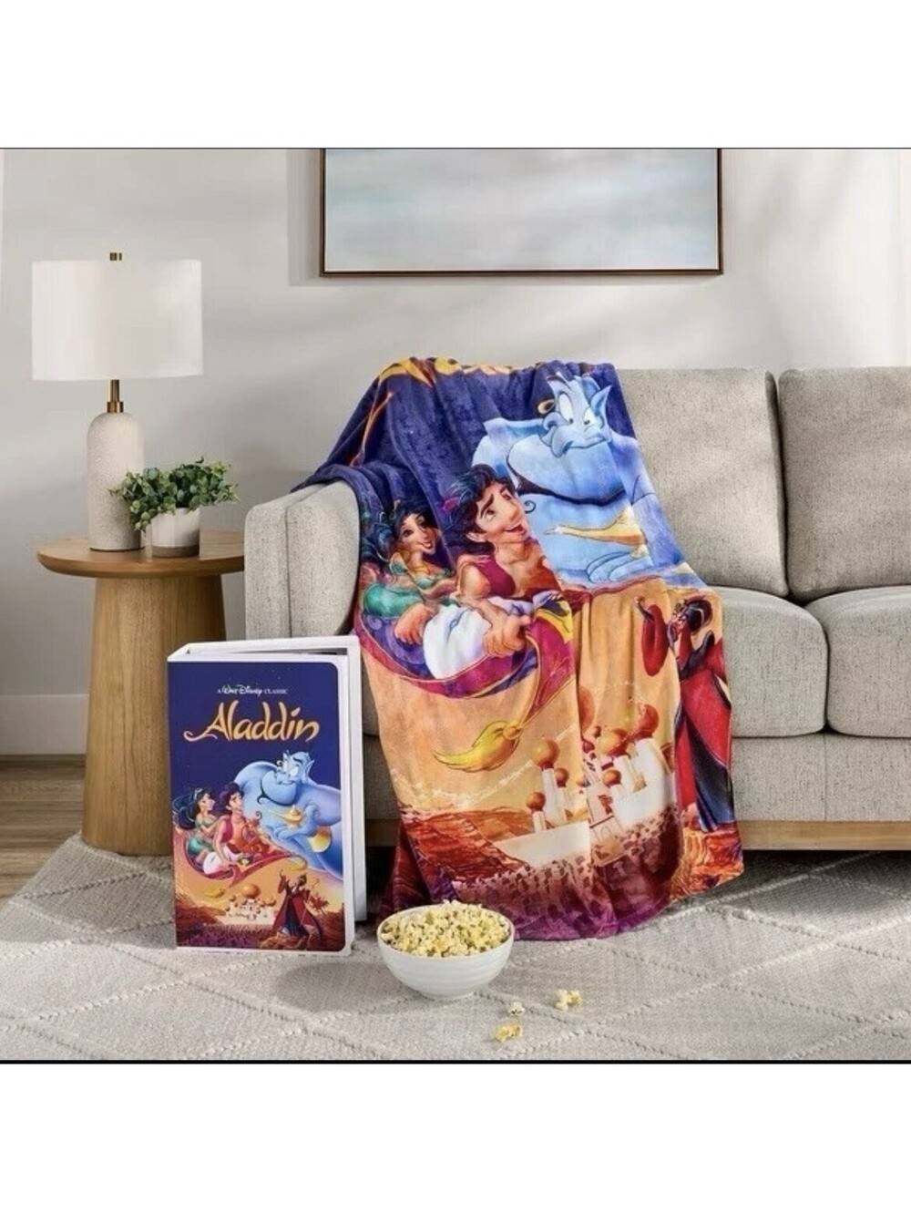Disney Aladdin VHS Boxed Throw Blanket 50x70 Classic Genie Jasmine NEW SEALED
